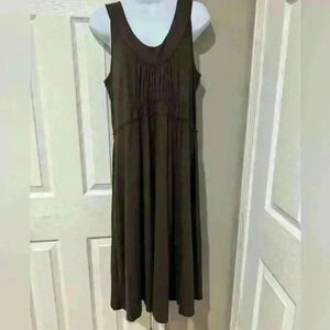 Marc Aurel Brown Midi Capsule Dress 12 Stretch Minimalist Casual Elevated Basic